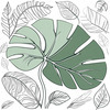 Minimalist Line Drawing of a Single Leaf
