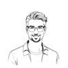 Minimalist Line Art of a Tech Geek's Playful Smirk