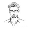 Minimalist Line Art of a Tech Geek's Playful Smirk