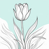 Minimalist Line Art of Drooping Tulip Bud