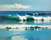 Minimalist Art of Blue Ocean Waves for Wall Decor
