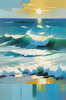 Minimalist Art of Blue Ocean Waves for Wall Decor