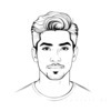 Minimalist art print of a traveler's facial expression with subtle stubble showcasing wanderlust