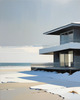 Minimalist Winter Beachfront Printable Art in Grey and White