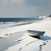 Minimalist Winter Beachfront Printable Art in Grey and White