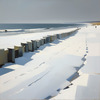 Minimalist Winter Beachfront Printable Art in Grey and White