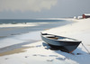 Minimalist Winter Beachfront Printable Art in Grey and White