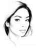 Minimalist Line Drawing of Woman's Face with Emphasized Eyes and Arching Brows