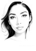 Minimalist Line Drawing of Woman's Face with Emphasized Eyes and Arching Brows