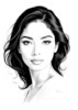 Minimalist Line Drawing of Woman's Face with Emphasized Eyes and Arching Brows