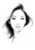 Minimalist Line Drawing of Woman's Face with Emphasized Eyes and Arching Brows