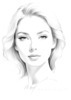 Minimalist Line Drawing of Woman's Face with Emphasized Eyes and Arching Brows