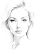 Minimalist Line Drawing of Woman's Face with Emphasized Eyes and Arching Brows