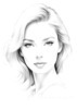 Minimalist Line Drawing of Woman's Face with Emphasized Eyes and Arching Brows