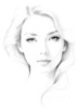 Minimalist Line Drawing of Woman's Face with Emphasized Eyes and Arching Brows