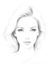 Minimalist Line Drawing of Woman's Face with Emphasized Eyes and Arching Brows