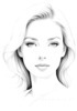 Minimalist Line Drawing of Woman's Face with Emphasized Eyes and Arching Brows