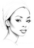 Minimalist Line Drawing of Woman's Face with Emphasized Eyes and Arching Brows