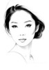 Minimalist Line Drawing of Woman's Face with Emphasized Eyes and Arching Brows