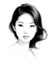Minimalist Line Drawing of Woman's Face with Emphasized Eyes and Arching Brows