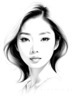 Minimalist Line Drawing of Woman's Face with Emphasized Eyes and Arching Brows
