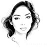 Minimalist Line Drawing of Woman's Face with Emphasized Eyes and Arching Brows