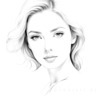 Minimalist Line Drawing of Woman's Face with Emphasized Eyes and Arching Brows