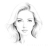 Minimalist Line Drawing of Woman's Face with Emphasized Eyes and Arching Brows