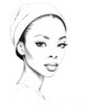 Minimalist Line Drawing of Woman's Face with Emphasized Eyes and Arching Brows