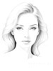 Minimalist Line Drawing of Woman's Face with Emphasized Eyes and Arching Brows