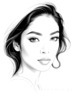 Minimalist Line Drawing of Woman's Face with Emphasized Eyes and Arching Brows