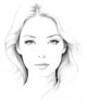 Minimalist Line Drawing of Woman's Face with Emphasized Eyes and Arching Brows