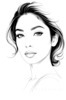 Minimalist Line Drawing of Woman's Face with Emphasized Eyes and Arching Brows