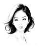 Minimalist Line Drawing of Woman's Face with Emphasized Eyes and Arching Brows