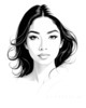 Minimalist Line Drawing of Woman's Face with Emphasized Eyes and Arching Brows