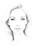Minimalist Line Drawing of Woman's Face with Emphasized Eyes and Arching Brows