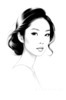 Minimalist Line Drawing of Woman's Face with Emphasized Eyes and Arching Brows