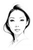 Minimalist Line Drawing of Woman's Face with Emphasized Eyes and Arching Brows