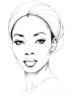 Minimalist Line Drawing of Woman's Face with Emphasized Eyes and Arching Brows