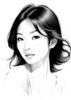 Minimalist Line Drawing of Woman's Expressive Portrait with Swept Hair