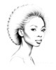 Minimalist Line Drawing of Woman's Expressive Portrait with Swept Hair