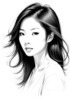 Minimalist Line Drawing of Woman's Expressive Portrait with Swept Hair