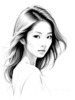 Minimalist Line Drawing of Woman's Expressive Portrait with Swept Hair