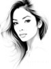 Minimalist Line Drawing of Woman's Expressive Portrait with Swept Hair