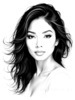 Minimalist Line Drawing of Woman's Expressive Portrait with Swept Hair