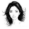 Minimalist Line Drawing of Woman's Expressive Portrait with Swept Hair