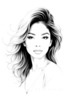 Minimalist Line Drawing of Woman's Expressive Portrait with Swept Hair