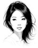 Minimalist Line Drawing of Woman's Expressive Portrait with Swept Hair