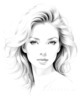 Minimalist Line Drawing of Woman's Expressive Portrait with Swept Hair