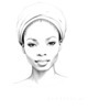 Minimalist Portrait of a Woman's Youthful Face with Subtle Smile Printable Art